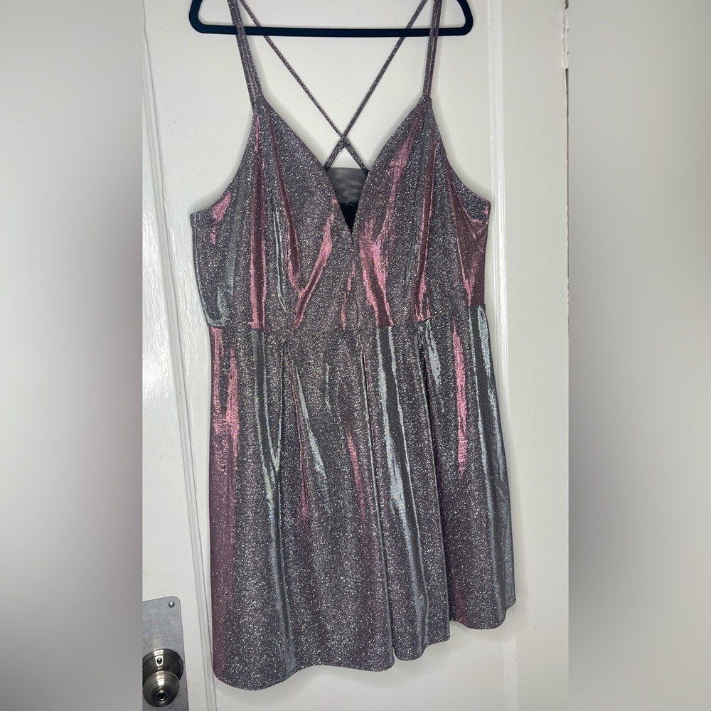 Crystal Doll Metallic Glitter Skater Dress